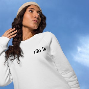 FLIP IT Embroidered Unisex organic raglan sweatshirt