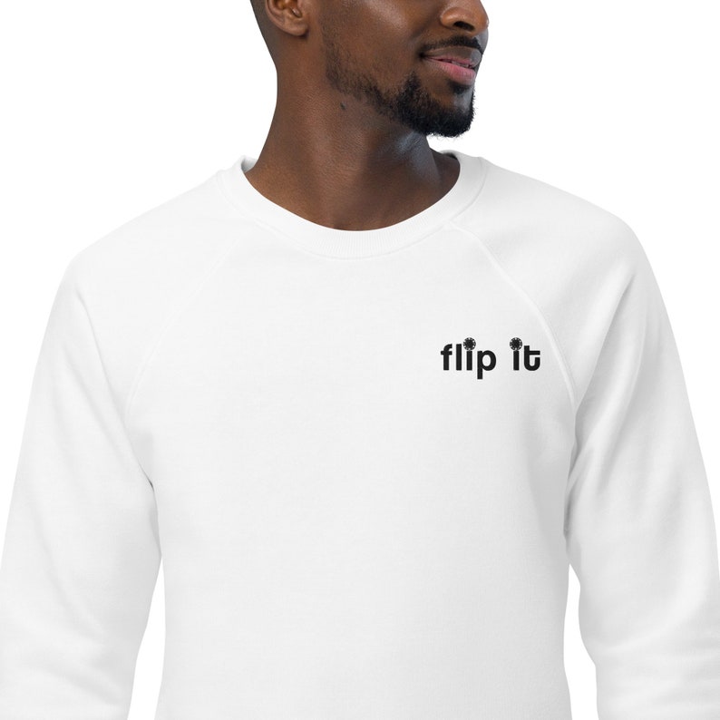 FLIP IT Embroidered Unisex organic raglan sweatshirt