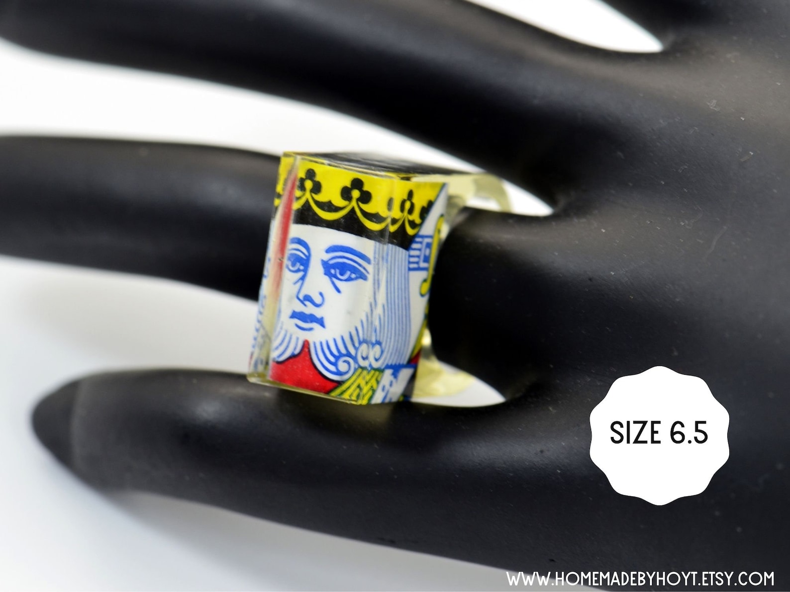 King of Hearts Ring Las Vegas Style Resin Ring With Playing Etsy