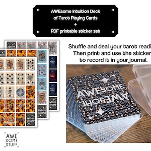 Jeu de cartes de tarot + autocollants imprimables PDF pour journal