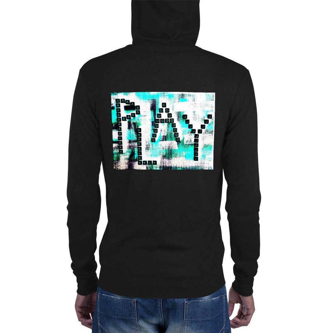 PLAY Gaming Art Zip Hoodie Las Vegas Style Hoodie (teal/black