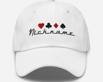 Baseball Hat Cap with Playing Cards in White Red Black Unisex Playing Cards Symbols Dad Hat Embroidered Unisex Cap  main image 2