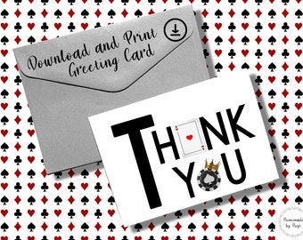 Las Vegas Style THANK YOU Word Art Printable Greeting Card | Digital Download
