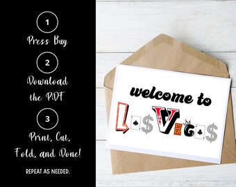 Welcome to Las Vegas Printable Greeting Card | Digital Download | Printable Las Vegas Card