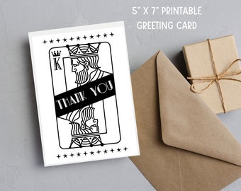 Crown KING Thank You Card | Digital Download | Playing Card King Thank You Printable Greeting Card