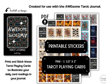 AWEsome Deck Printable Tarot Playing Card Stickers PDF