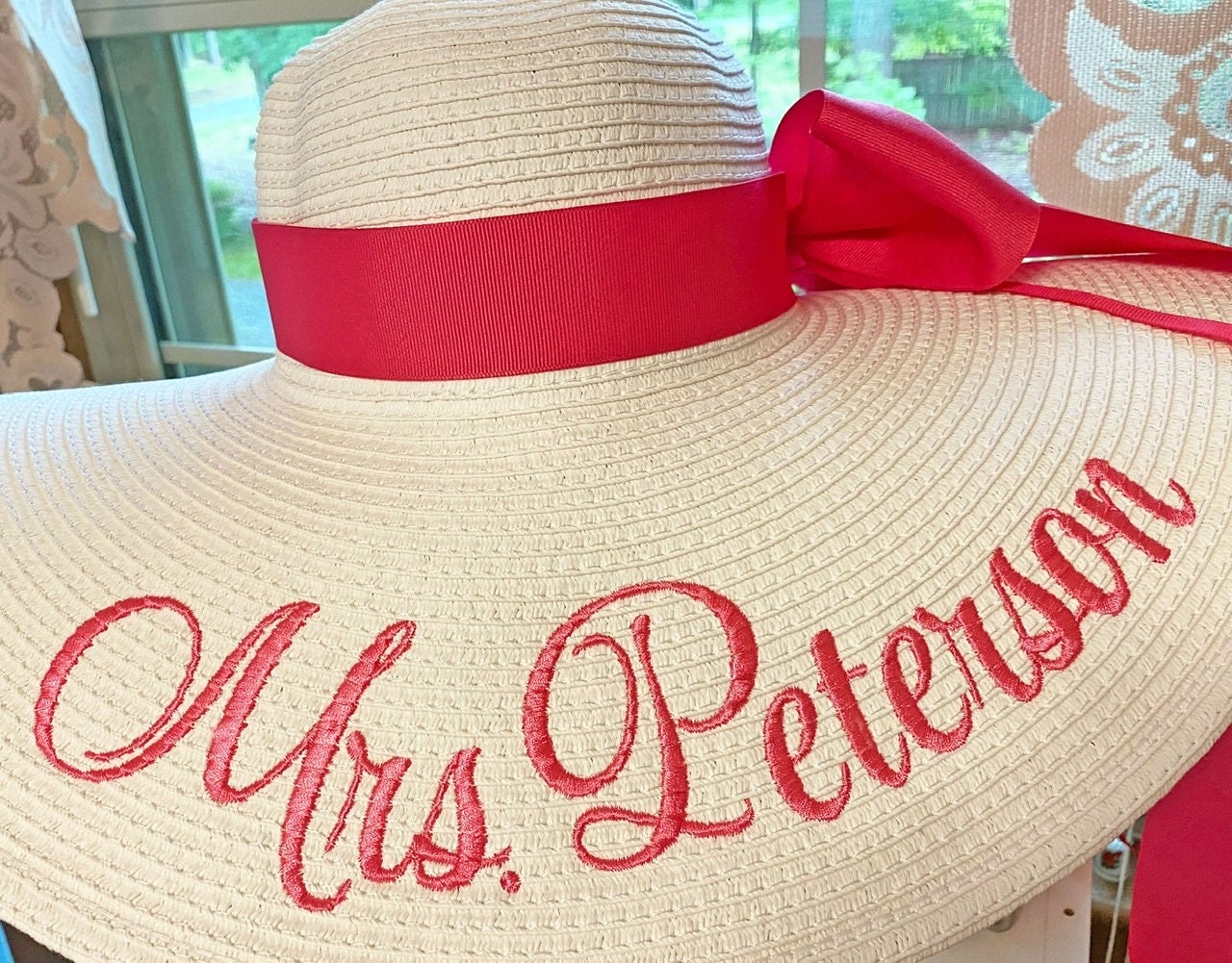 Personalized Floppy Hat Mrs Hat Name Hat Honeymoon Bridal Soon Etsy