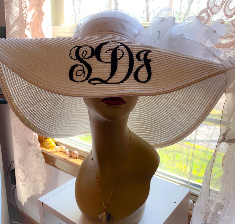 Monogrammed Personalized Bridal Bride Wedding White Floppy Hats. Mother of Bride, Maid of Honor, Groom's Mother, Bridesmaids image 10