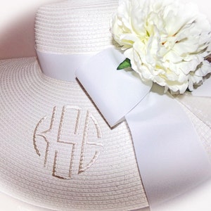 Monogrammed Personalized Bridal Bride Wedding White Floppy Hats. Mother of Bride, Maid of Honor, Groom's Mother, Bridesmaids image 8