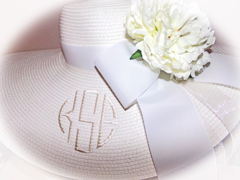 Monogrammed Personalized Bridal Bride Wedding White Floppy Hats. Mother of Bride, Maid of Honor, Groom's Mother, Bridesmaids image 8