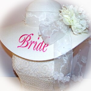 Monogrammed Personalized Bridal Bride Wedding White Floppy Hats. Mother of Bride, Maid of Honor, Groom's Mother, Bridesmaids image 7