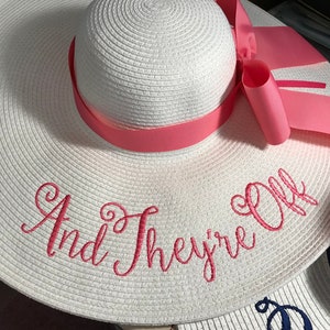 Personalized Floppy Phrase Hat Colonial Downs Hat Honeymoon Hat Bob Hat Honeymoon Bridesmaids Beach, Derby, Cup Race, YOU NAME IT image 4