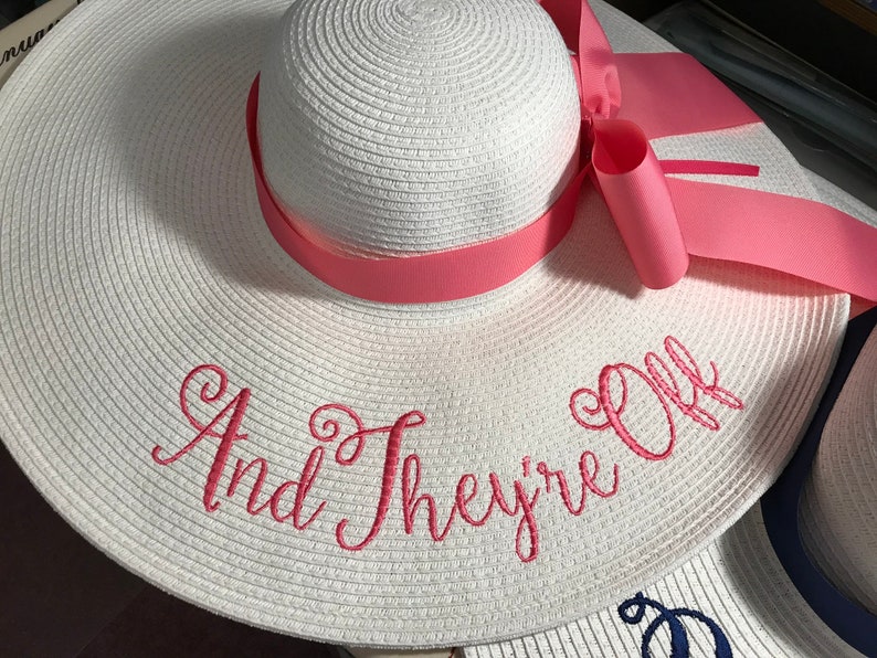 Personalized Floppy Phrase Hat Colonial Downs Hat Honeymoon Hat Bob Hat Honeymoon Bridesmaids Beach, Derby, Cup Race, YOU NAME IT image 4