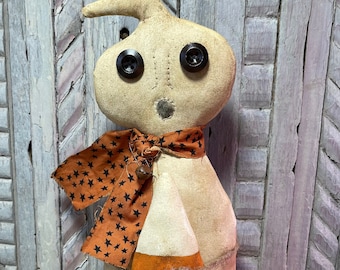 Primitive Ghost with Candy Corn Shelf Sitter Halloween Decor