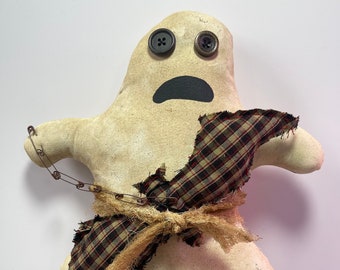Primitive Ghost with Bat - Halloween Decor - Spooky Shelf Sitter