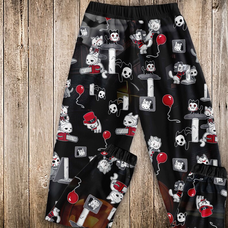 Cat Horror Movie Pajamas Set Horror Movies Pajamas Halloween Etsy