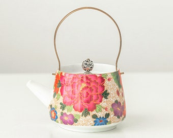 Enamel flower teapot lifting beam teapot with filter teapot household Kung Fu tea set ceramic teapot teapot