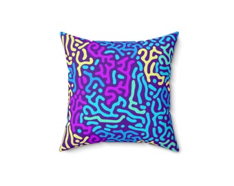 Spun Polyester Square Pillow, abstract design, purple pillow, teal pillow