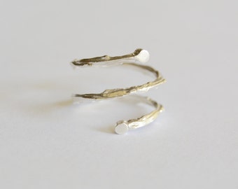 Silver Spiral Twig Ring Wrap Twig Band