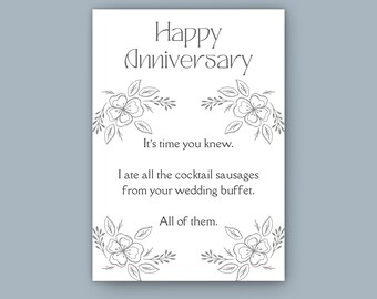 Happy Anniversary Cocktail Sausages Card  - Funny, Rude, Cheeky Greetings Card - Envelope Included