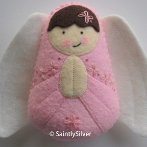 Guardian Angel in Pink Felt Softie