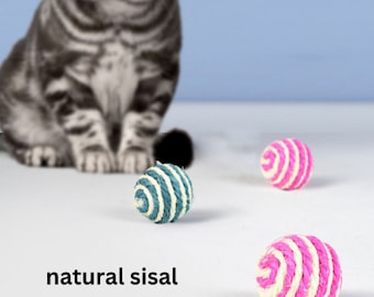 Pelotas rascadoras de sisal para gatos, interactivas y ecológicas, paquete de 10