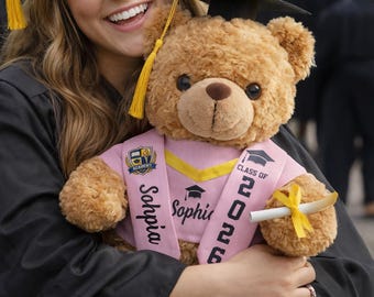 Personalized Graduation Teddy Bear Gift For Her, Custom Class Of 2026 Plush Toy, High School College Senior Present, Graduation Keepsake