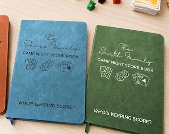 Personalized Game Night Score Book For Family, Couples, Grandparents, Board Game Lover Leather Journal, Game Night Family Fun Gift