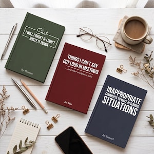 Custom Funny Sarcastic Hardcover Journal, Exchange Gift For Coworker, Personalized Colleague Meeting Notebook, Office White Elephant Gift
