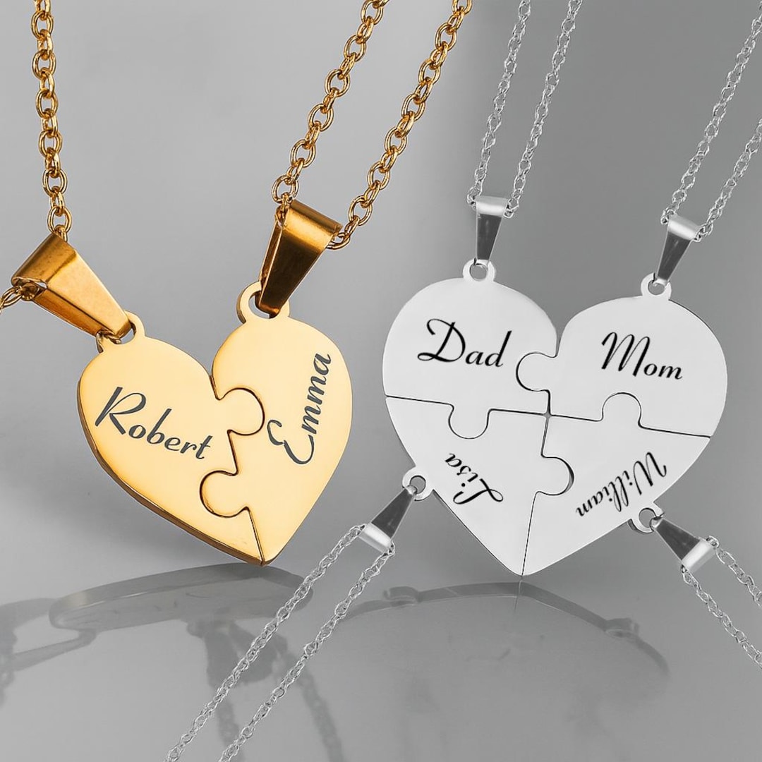 Personalized Heart Puzzle Necklace: Stainless Steel Friendship