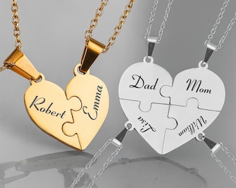 Personalisierte Herz Puzzle Kette: Edelstahl Freundschaftsschmuck