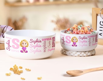 Kid Name Pattern, Personalized Ceramic Bowl, Birthday Gifts, Baby Feeding Bowl, Ceramic Bowls for Kids, Kids Christmas Gif, Custom Bow