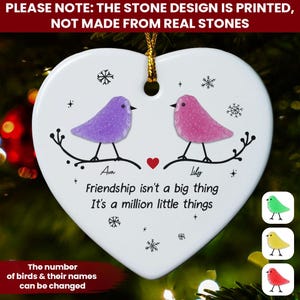 2D zeeglas vriendschap, gepersonaliseerd keramisch ornament, kerstboomdecor voor beste vrienden, tijdloze vriendschap kerstcadeaus