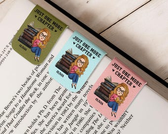 Personalized Leather Magnetic Bookmark: 'Just One More Chapter' Book Lover Gift