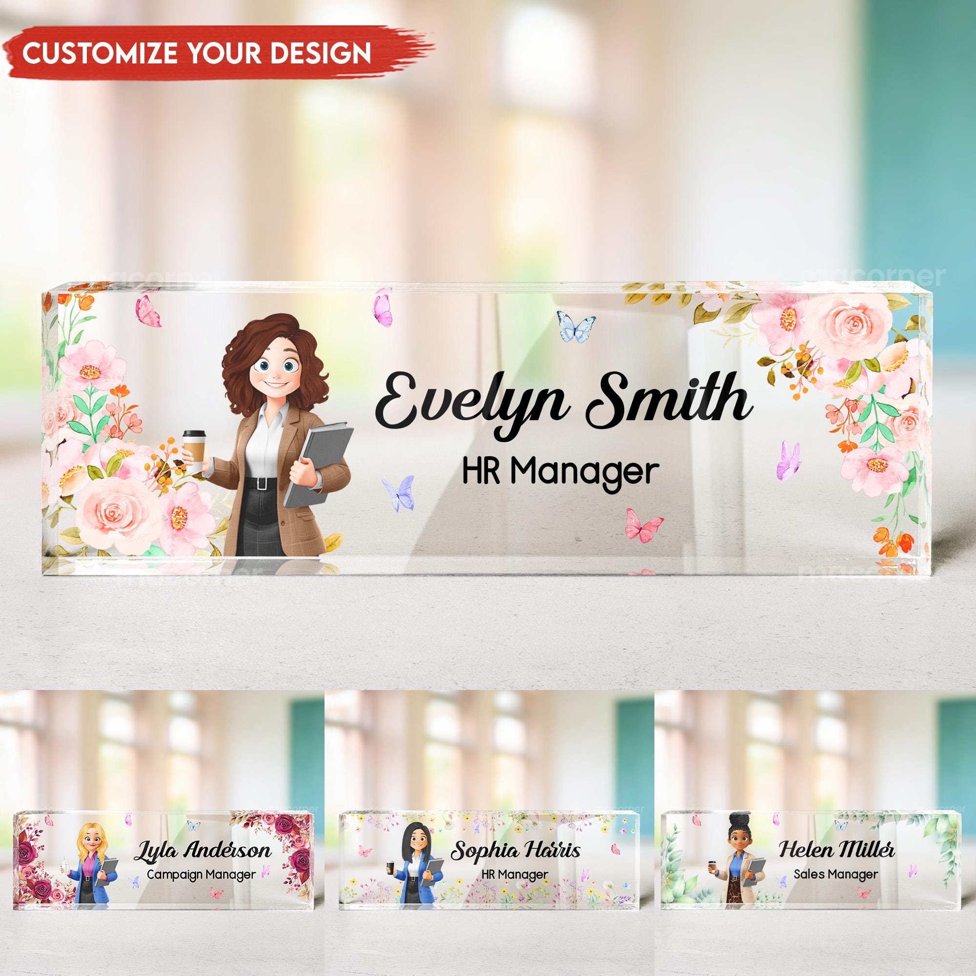 Personalized Name Plate With Job Title, Custom Desk Name Sign, Coworker Office Desk Decor, Work Promotion Gift, New Job Name Plaque Gift