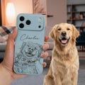 Custom Pet Portrait Personalized Leather Phone Case, Custom Dog Mom iPhone Cover, Cat Dad Gift, Pet Lover Birthday Present, Keepsake product logo