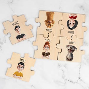 Family, Friends, Dog Lovers, Cat Lovers, Personalized Wooden Puzzle Coasters, Wedding, Birthday, Anniversary, Christmas Gift, Home Decor