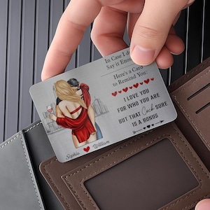 Anniversary Reminder Card For Couples, Him, Her, Personalized Aluminum Wallet Card, Gift for Husband or Boyfriend, Anniversary Gift for Him