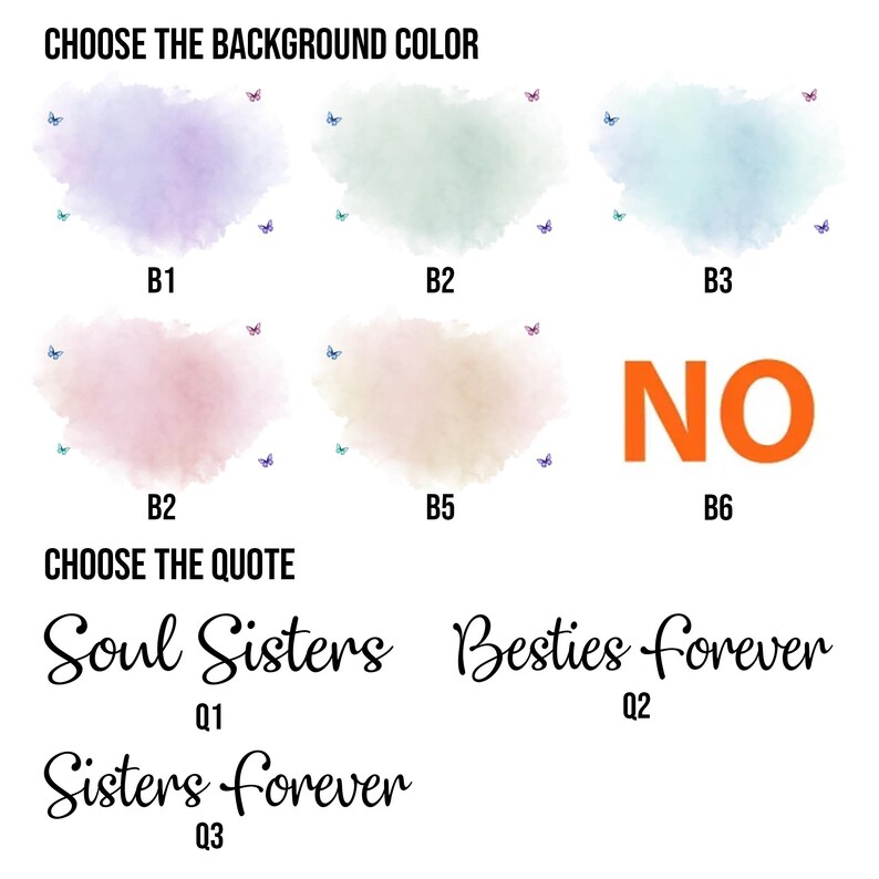 May include: A customizable printable design for a print-your-own card. Choose from six watercolor background colors and three quotes: "Soul Sisters", "Besties Forever", and "Sisters Forever".