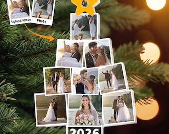 Custom Wedding Christmas Tree Ornament, Custom Photo Gift, Wedding Gift, Newlywed Couple Gift, Engagement Gift, Personalized Xmas Ornament