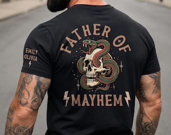 Tee-shirt père de la pagaille personnalisé, t-shirt papa squelette personnalisé, cadeau fête des pères pour mari, t-shirt rock papa papa rock avant-gardiste, cadeau chemise papa cool