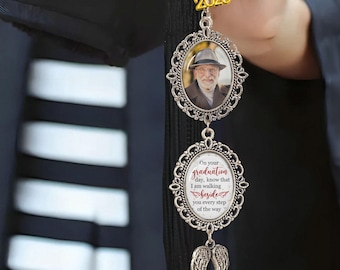 Custom Graduation Tassel Photo Charm: Memorial Gift, Wing Charm