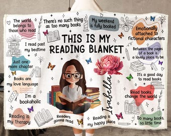 Birth Flower Book Lovers, Books Quotes, Personalized Wearable Blanket Hoodie, Gift for Book Lover, Birth Month Flower Blanket