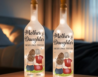 Personalized Mother Daughter Bottle Lamp: LED Custom Keepsake