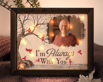 Jag är alltid med dig minnesgåva, personlig foto-LED-skugglåda, present till förlusten av pappa, kondoleanspresent, minnesgåva, sympatipresent