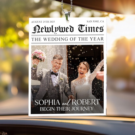 Personalized Wedding Photo Ornament: The Newlywed Times, Acrylic Keepsake
