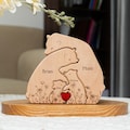 Hugging Bear Family Floral Version - Personalized Wooden Bear Family Puzzle, Mother's Day Gift Father's Day Gift, Animal Family Puzzle Decor