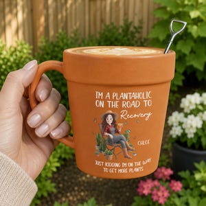 Personalized I'm A Plantaholic On The Road To Recovery Plant Pot Mug, Plant Lover Coffee Mug, Gardener Birthday Gift, Gardener Gift For Her