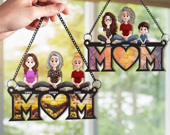 Personalized Mom Suncatcher Ornament: Custom Window Hanging Decor