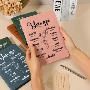 You Are Inspiration, Bible Verse Gift, Christian Leather Journal, Personalized Gifts for Mom, Her, Grandma, Sister, Friend, Coworker Women